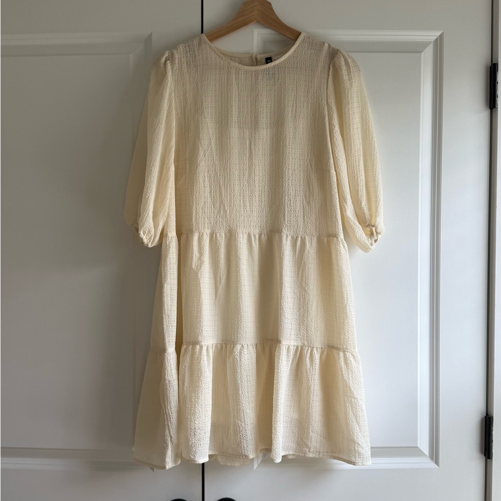 Divided Ivory Tiered Mini Dress